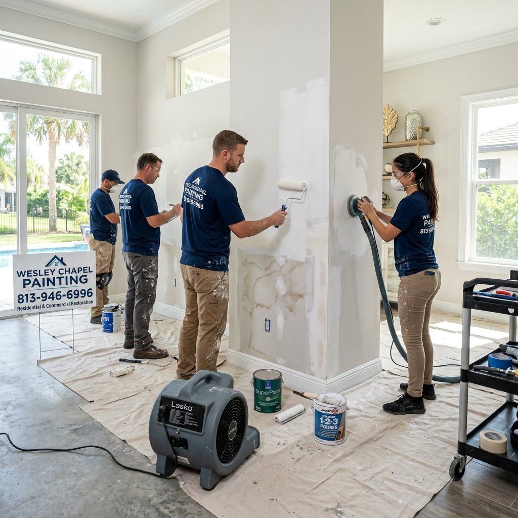 Interior Paint Damage From Roof Leak in Wesley Chapel, Florida